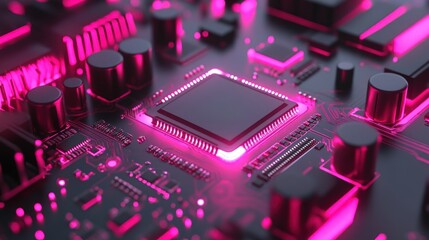 Aufkleber - Illuminated Central Processing Unit On Circuit Board
