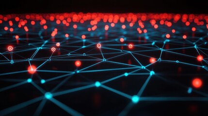 Poster - Abstract Network Visualization Red Blue Nodes