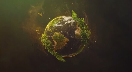 Poster - A combination of data analytics, corporate logistics, and business strategy enhanced by internet technologies and virtual reality innovations. 3D illustration of a hologram depicting a planet with