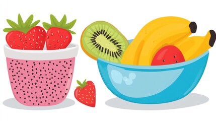 Poster - Fresh Fruit in Bowls A Delicious Healthy Treat