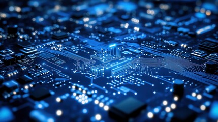 Poster - Illuminated Circuit Board Displays Complex Electronic Pathways