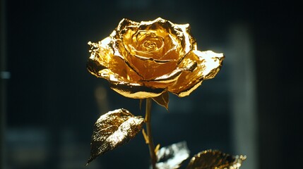 Sticker - Golden rose displayed on a dark background highlighting its intricate details