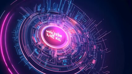Aufkleber - Video with digital abstract background with glowing blue and purple connections forms the shape of an AI brain on a dark gradient, ideal for tech presentations and social network banners.