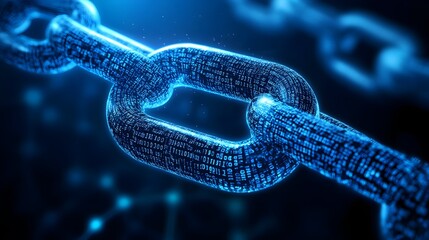 Aufkleber - abstract digital chain link technology background blue binary code secure data network connection gl