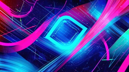 Poster - Vibrant Abstract Background with Neon Colors and Dynamic Lines Creating a Futuristic and Energetic Atmosphere in Digital Art