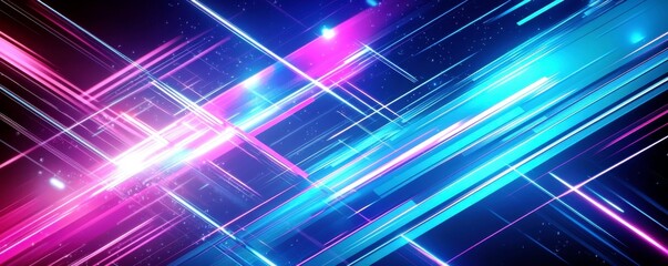 Poster - Abstract Neon Lines and Light Effects in Vibrant Pink and Blue Colors Creating a Dynamic and Energetic Visual Scene Suitable for Backgrounds and Graphic Designs