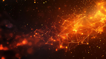 Aufkleber - Dynamic neural network visualization with vibrant orange energy effects. Generative AI