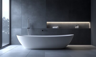 Poster - Stylish Bathtub Paired with a Minimalist Shower Head for a Sophisticated Look