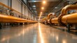 © Sergey - A futuristic hydrogen power plant with massive steel tanks and extensive piping systems. The scene is illuminated by warm lighting, creating an industrial atmosphere.