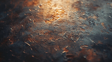 Poster - Surface with visible scratches and signs of aging reflecting warm light. Generative AI