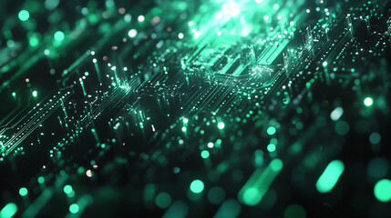 Poster - Digital texture with vibrant green backlighting during night hours. Generative AI