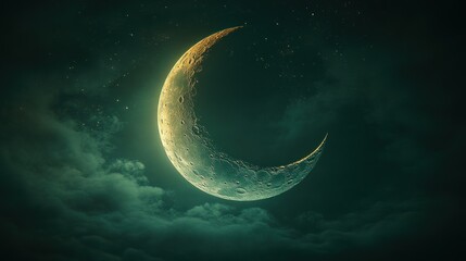 Wall Mural - Crescent moon night sky cloudscape fantasy art