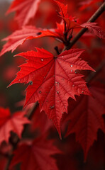 Wall Mural - red maple leaf, autumn, leaf, red, leaves, fall, nature, tree, maple, season, foliage, plant, orange, yellow, color, branch, green, bright, seasonal, forest, flora, outdoors, beauty, beautiful, closeu