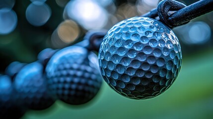 metal golf balls chain, park, bokeh, decoration