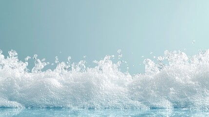 Poster - White water wave splash against a light blue background.