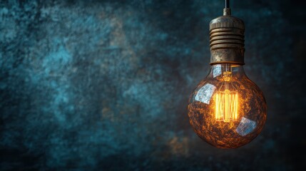 A row of yellow glowing incandescent lamps in the photo in front of a black background