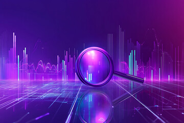 Poster - A magnifying glass over colorful data visualizations, symbolizing analysis and insight.