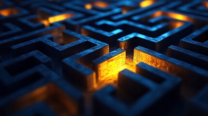 Poster - Illuminated labyrinthine maze with glowing paths.