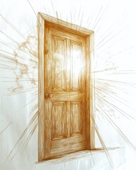 Poster - Light Through an Open Door Reveals Hope and Possibilities in a Minimalist Design