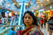 © Indian People Images - Amidst the chaos of a busy shopping mall, an Indian woman looks around in confusion, unsure of which store to visit first amidst the sea of options.
