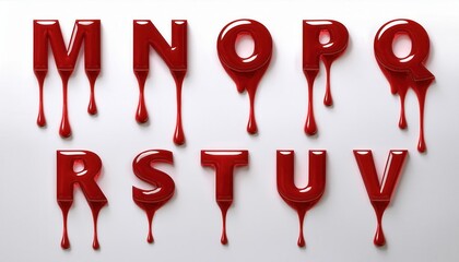 Poster - Dripping Dark Red Liquid Letters on White Background