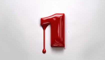 Poster - Dark Red Liquid Dripping Down Forming Number One