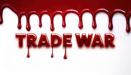 Poster - Dripping Dark Red Liquid Lettering Creating Trade War Theme