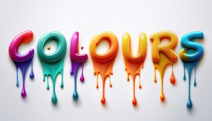 Poster - Vibrant Liquid Dripping Letters Displaying 'Colours'