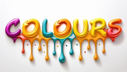 Poster - Vibrant Liquid Colours Dripping on White Surface