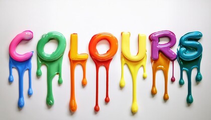 Poster - Vibrant Liquid Letters Dripping on White Surface