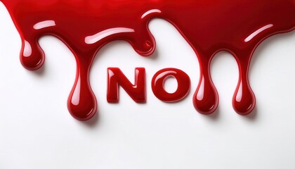 Poster - Dark Red Liquid Dripping onto White Surface with 'No' Text