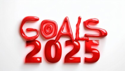 Poster - Dripping Red Liquid Text on Minimalist Surface: Goals 2025