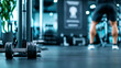 © นิโลบล ชํานาญธรรม - person working out in gym, focusing on strength training with dumbbells. atmosphere is energetic and motivating