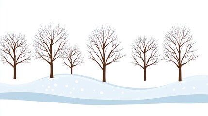 Winter trees snow landscape border design