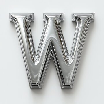 Chrome Letter W: A Shiny, Reflective Alphabet