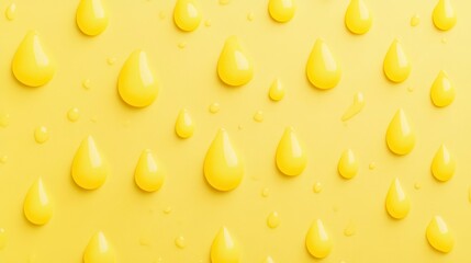 Poster - Yellow liquid drops on yellow background, forming a pattern.