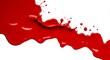 © OSProtone - Thin streams of blood dripping down a white surface, slowly forming small pools, Red splashes isolated on white background.