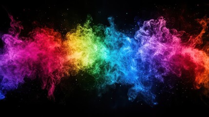 Aufkleber - Abstract fiery explosion of colors on a black background, dramatic and vibrant