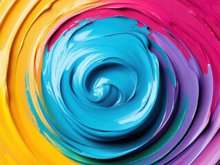 Poster - An abstract swirl of vibrant paint colors, high contrast, bold and artistic