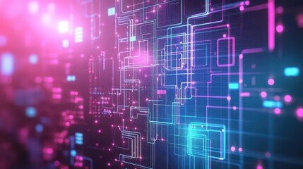 Aufkleber - Circuitinspired geometric shapes, dynamic lighting effects, vibrant futuristic color scheme