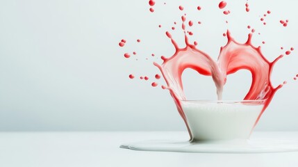 Aufkleber - Milk splashes forming intertwined heart shapes, dynamic and artistic, clean background, room for text
