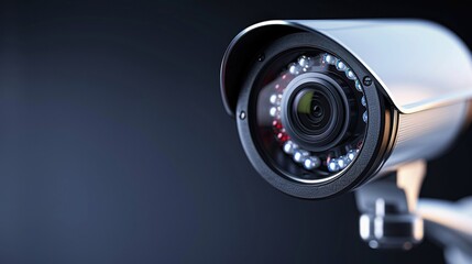 Poster - Security camera mounted on a black background for surveillance and safety monitoring purposes