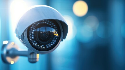 Poster - Security camera mounted on wall for surveillance in indoor environment with clear visibility and focus