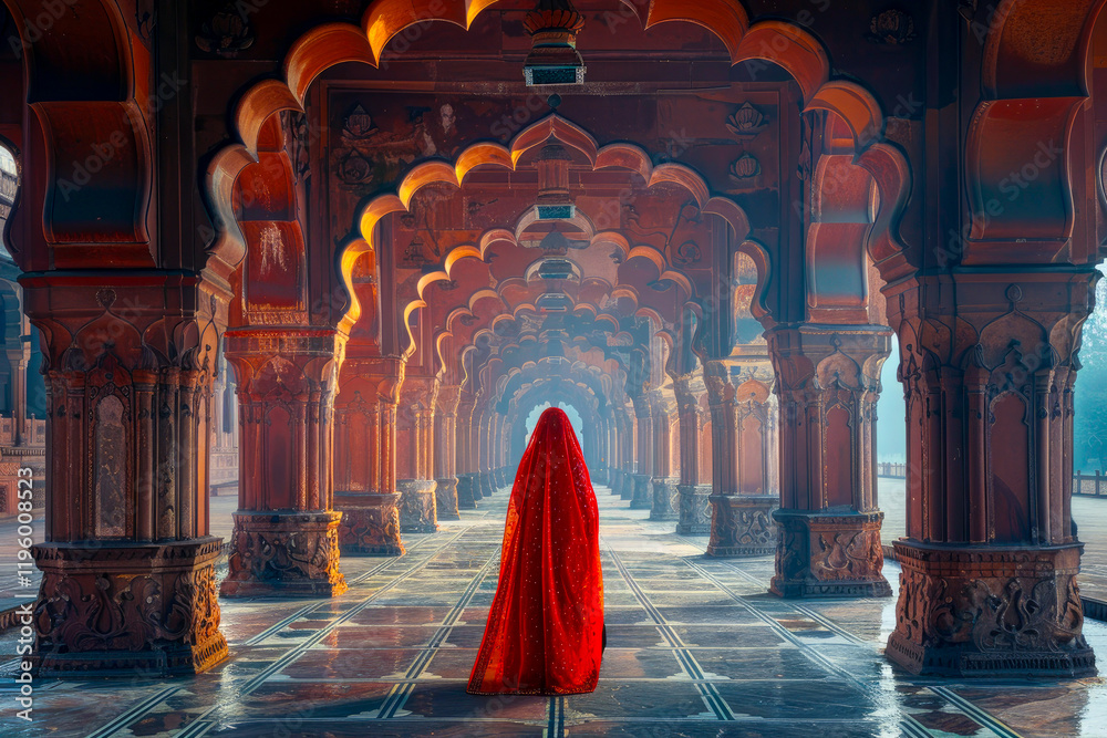 Amidst the grandeur of the Red Fort, an Indian woman marvels at the ...