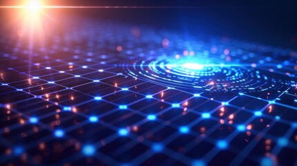 Aufkleber - A vibrant, digital grid with glowing points and swirling patterns, evoking a sense of cosmic energy and interconnectedness.