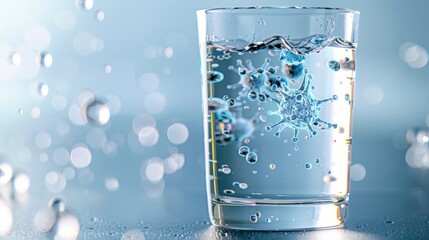 Poster - A clear glass filled with water captures the beauty of droplets and ripples, creating a refreshing and serene atmosphere.