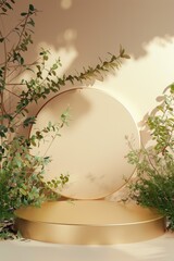 Wall Mural - Zen-like garden area with minimalist seating and plants.