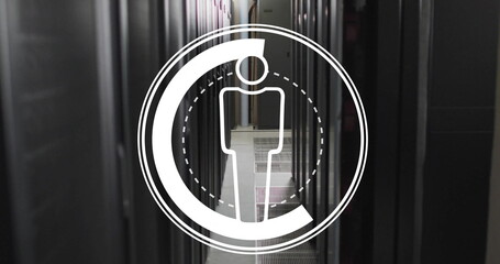 Poster - Person icon image over server racks in data center