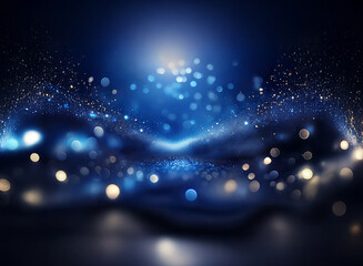 Wall Mural - abstract image of a dark blue, glittering, ethereal landscape. shimmering particles and bokeh effect