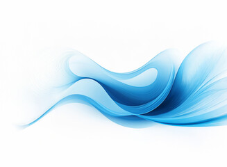 Poster - Serene blue abstract waves flow across a bright white background, creating a calming and minimalist design.  The shades of blue suggest movement and fluidity.
